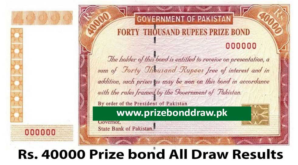 Rs. 40000 Prize bond Draw All Results
