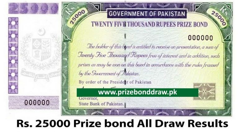 Rs. 25000 Prize bond Result Full List check online Rs. 25000 Prize bond Result Full List check online