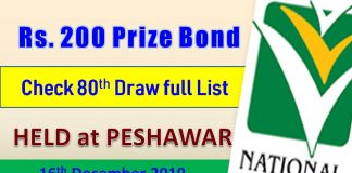 200 Prize bond 16122019 Draw No.80