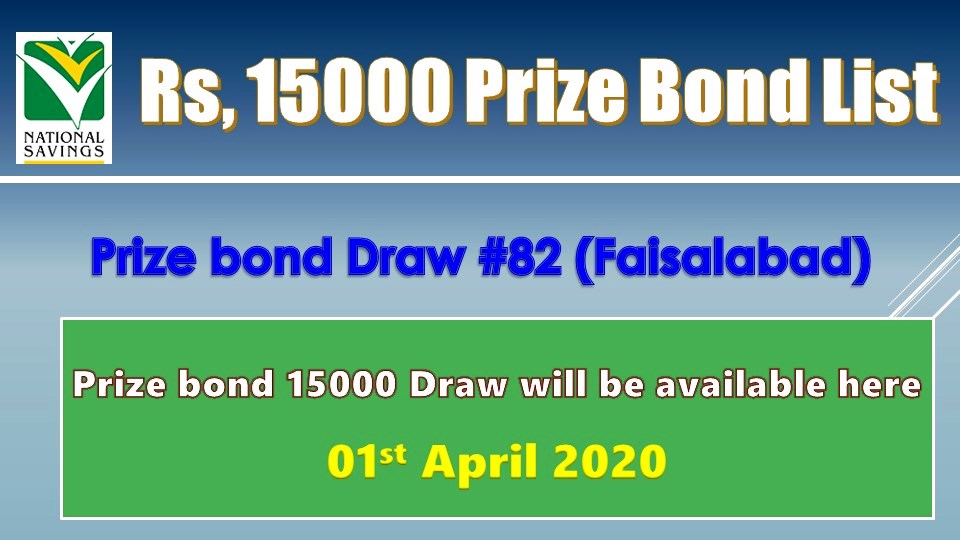 15000 Prize bond list April 2020 Faisalabad