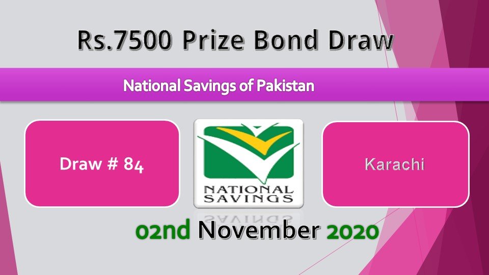 Draw No.84 Rs. 7500 Prize bond List 02 November 2020 