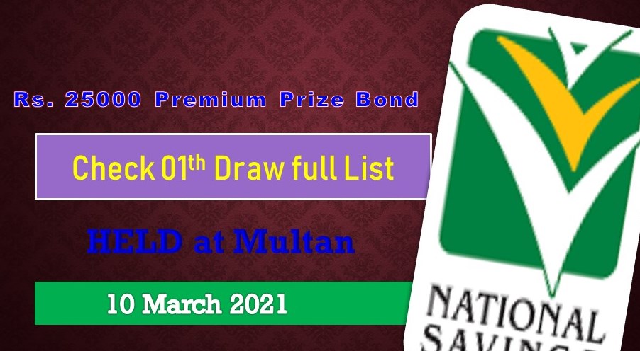 Rs. 25000 Premium Prize bond List 10 March 2021