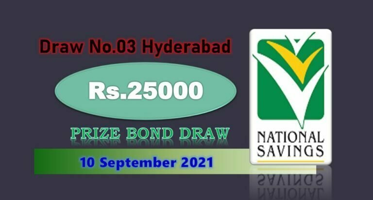 Rs. 25000 Premium Prize bond List 10 September 2021 Draw No.03 Hyderabad Results online