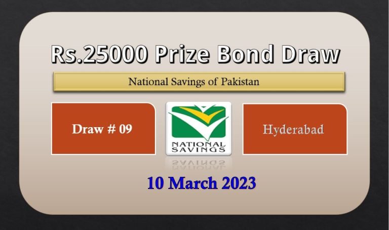 Rs. 25000 Prize bond List 10 March 2023 Draw No.09 Hyderabad Results online