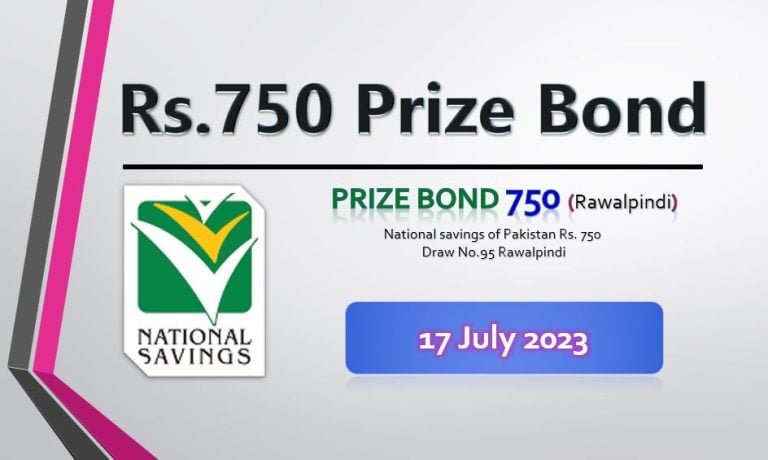 Rs. 750 Prize bond List 17 July 2023 Draw No.95 Rawalpindi Results online