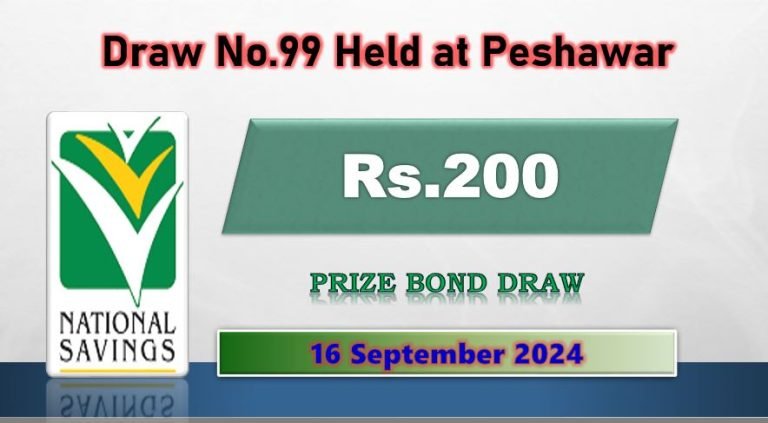 Rs. 200 Prize bond List 16 September 2024 Draw No.99 Peshawar Results online