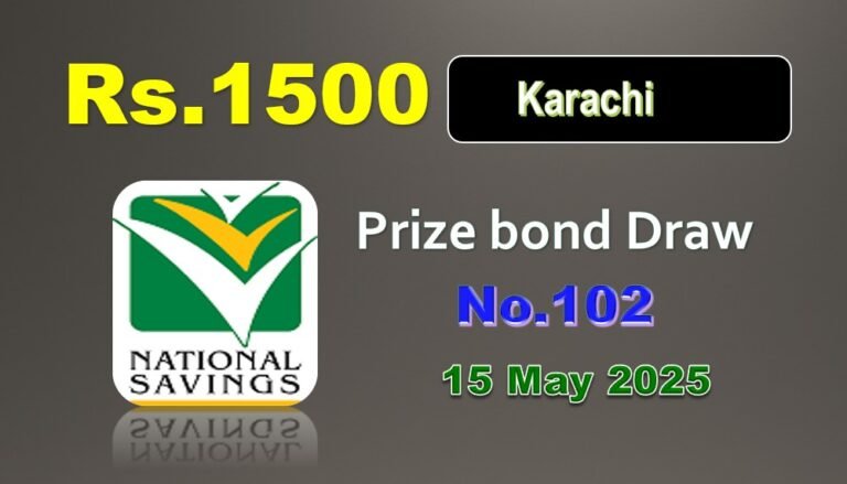 Rs. 1500 Prize bond List 15 May 2025 Draw No.102