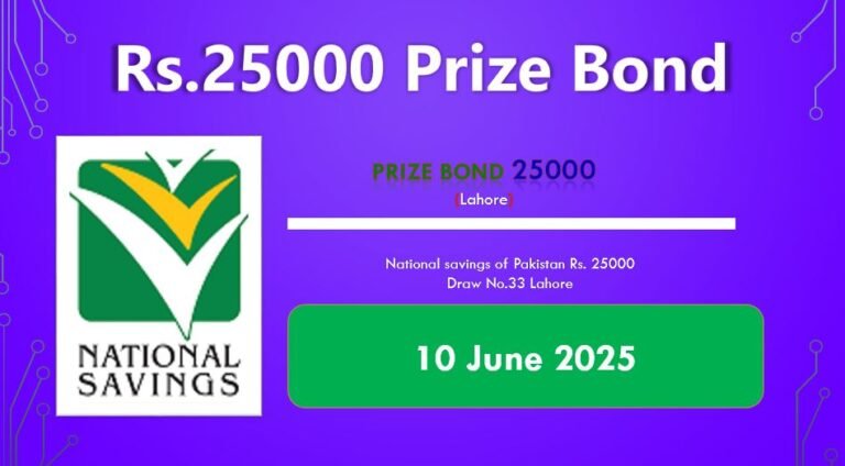 Rs. 25000 Prize bond Full list June 2025 Hyderabad Draw